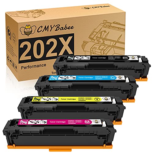 CMYBabee Compatible Toner Cartridges Replacement for HP 202X 202A HP CF500A CF500X for HP Laserjet Pro M281fdw M254dw M254dn M254nw M281dw MFP M281fdn M281cdw M281 M254 (4 Packs)