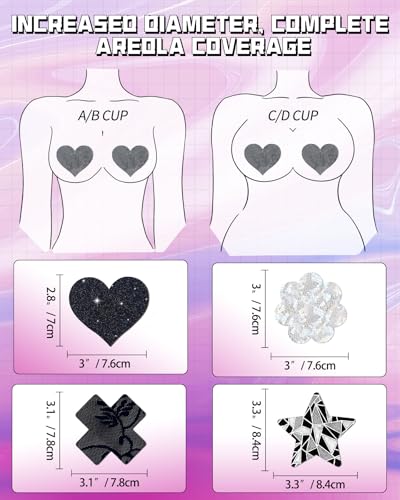 Image of CICKEE Pasties Rave Pack 27 Pairs Multicolor Nipple Covers Pasties Glitter Pasty