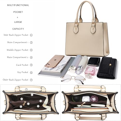 Image of CHICAROUSAL Crossbody Purses and Handbags for Women PU Leather Tote Top Handle Satchel Shoulder Bags (BLxw Khaki)