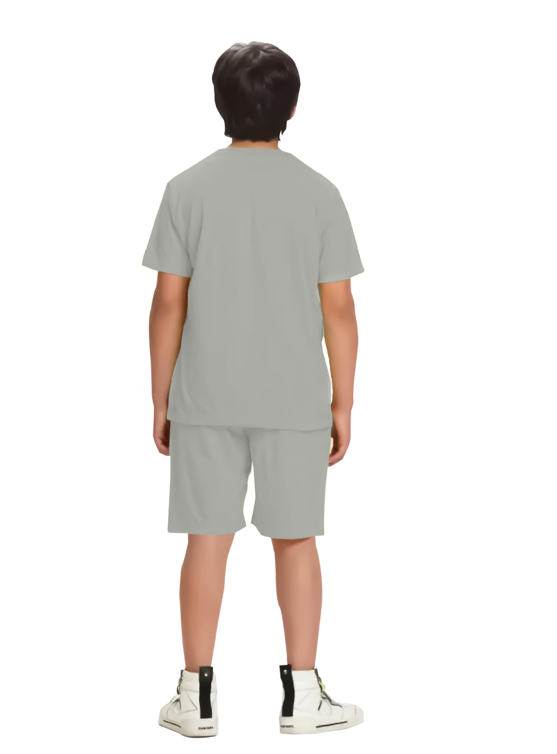 KYDA KIDS Camiseta y pantalones cortos para niño, 100% algodón puro, estampados, corte holgado, camiseta y pantalones cortos con hombros descubiertos