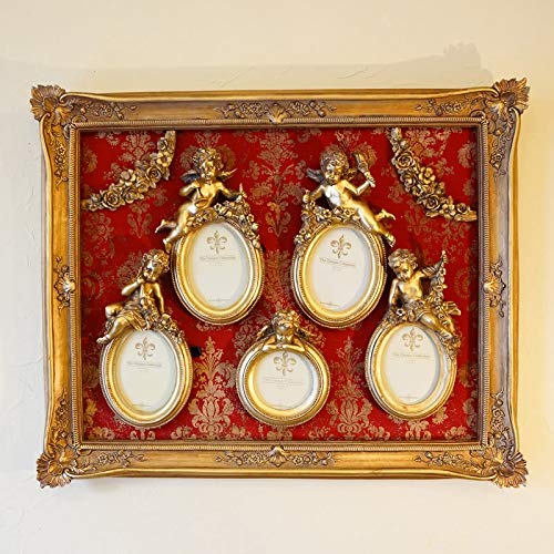 Amazon.co.jp: ファミリーフォトフレーム ゴールド×レッド 写真 天使