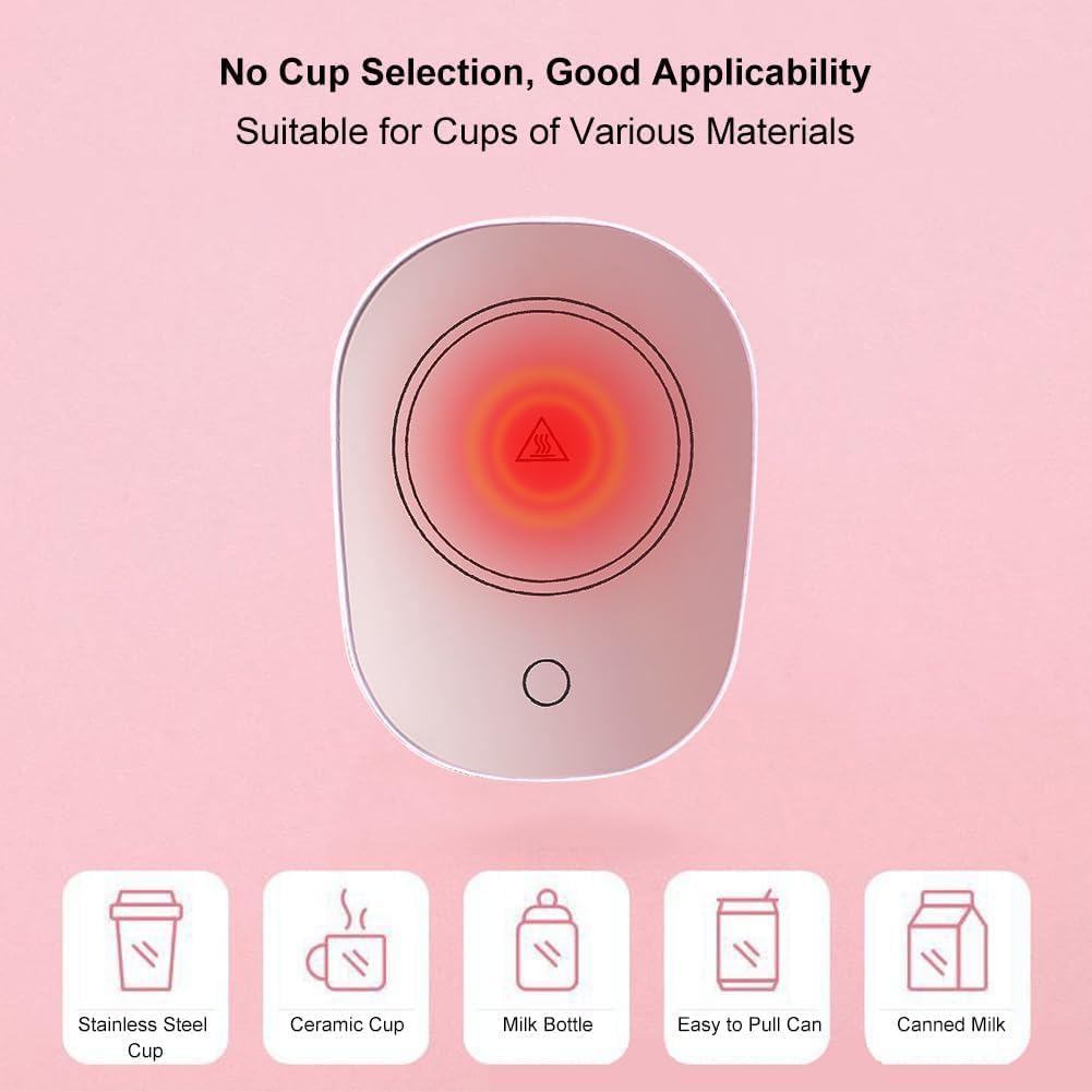 Scalda Bevande, Tazze Da Caffè, Scalda Tazza USB, Coffee Warmer, Scaldatazze da Caffè, Riscaldatore Caffè Intelligente, Scaldabagno Tazza USB Ufficio/Casa, Tazza Termica Caffè/Tè, Rosa