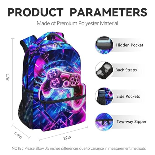 School Backpack for Boys - 17 Inch Gamer Backpacks for Kids Elementary - Gaming Student Bookbag for Ages 8-104