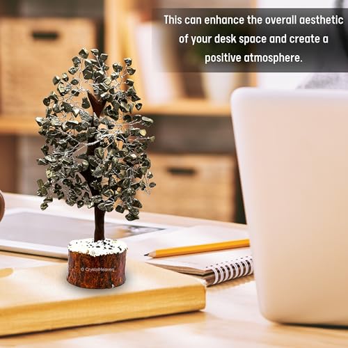 Image of Crystal Heaven Certified Pyrite Crystal Tree for Good Luck - Healing Crystals Money Tree for Wealth, Positive Energy at Home Office - Decorative Spiritual Gifts for Vastu, House Warming, 9 x 25 Cm