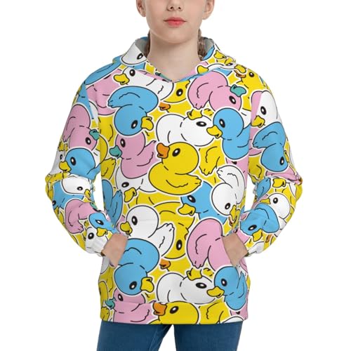 Colorful Duck Kid Hoodies Boys Sweatshirts Girls Pullover with Pocket