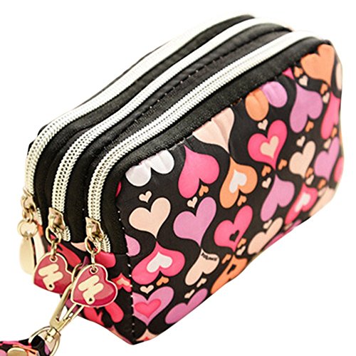 Preisvergleich Produktbild Dylandy Mini-Kartenhalter, Geldbörse, Münzaufbewahrung, Dreifach-Reißverschluss, Clutch, Handytasche, kleine Handtasche, modisch, wasserdicht, Damen-Geldbörse, dreifacher Lederreißverschluss, 8 Farben