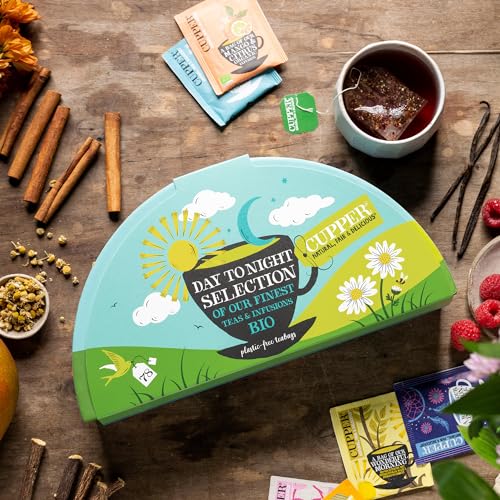 Cupper Bio Tee Geschenkset, 6 Sorten Kräutertee und Früchtetee für den ganzen Tag, Tee Set, Geschenkbox, Kollektion ausgewählter Biotees (1 Box, 78 Teebeutel)