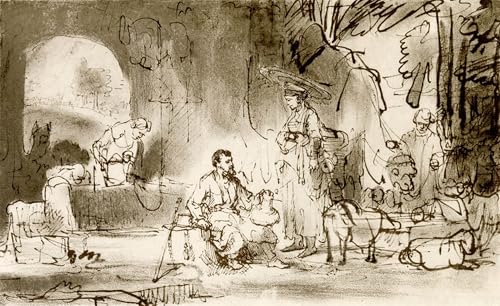 Lienzo Rembrandt Eliezer y Rebecca decoracion mural elegante de comedor