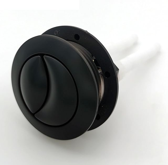 Engfgh Dual Flush Toilet Button, 38mm Black Colour Flush Toilet Tank Button Round Shape Toilet Push Buttons Bathroom Accessories, for Bathroom Toilet Repair