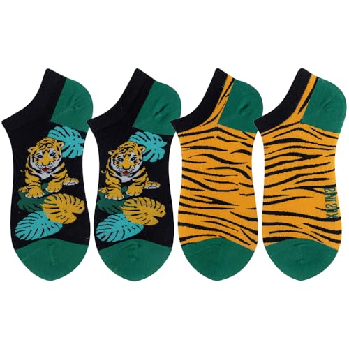 Image of 2 Pairs Funny Cartoon Animal Print Cotton Ankle Socks for Women Teens