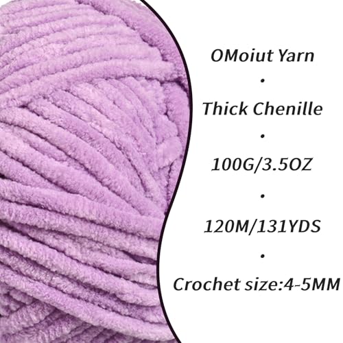 Image of 3 Pack Light Purple Fluffy Velvet Yarn for Crocheting, Chunky Chenille Baby Blanket Yarn for Crocheting, Soft Fuzzy Puzzle Yarn for Knitting,(100g /3.53oz Each) Bulky Thick Amigurumi Crochet Yarns