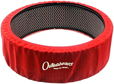 NEW OUTERWEARS COVER FOR 14" O.D. X 3" TALL AIR FILTERS, RED PRE-FILTER, 411-333 411-383, 18-11402 18-11403 18-11423 18-21401 18-31403 18-31423, LATE MODELS MODIFIEDS STREET STOCKS PURE STOCKS