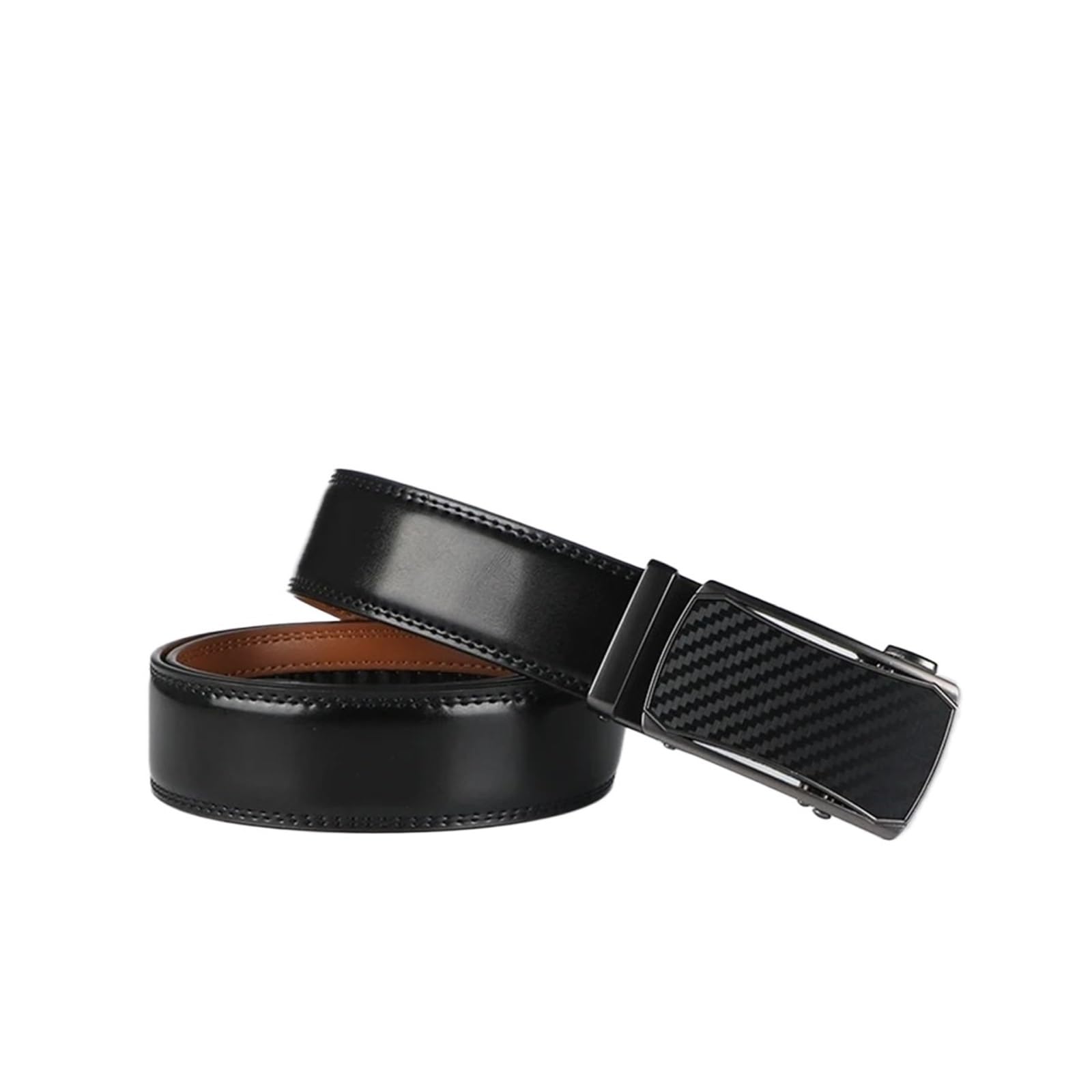 Cinturones Hombre Cinturón de trinquete cuero genuino for hombre, hebilla automática ajustable, estilo informal negocios