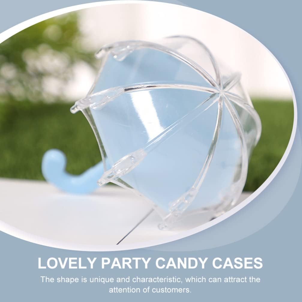 Toddmomy 12Pcs Wedding Favour Candy Boxes Umbrella Shape Chocolate Gift Boxes Case for Baby Shower Party Packaging Craft False Eyelashes Treat Blue - Image 4