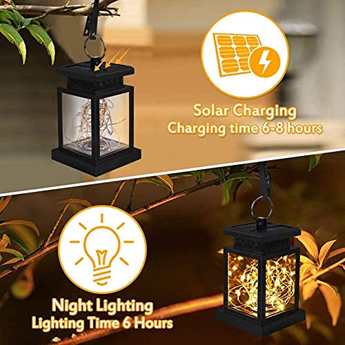 Waterdichte hangende zonnelantaarn met clip-on sterlicht en lichtsensor Buitenzonnelantaarn voor tuintuin Gazondekpad… - Image 8