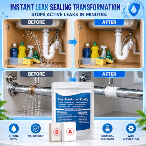 Image of Bellox Steel Reinforced Epoxy Putty, 100gm A-B Two-Part Fast Repair Clay, High Strength Metal Mending Weld Epoxy Putty, Crack Hole Filling Adhesive For Bonding Metal, Plastic, Wood, Tiles, Ceramics
