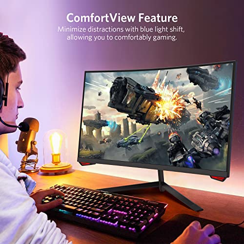 Image of 24'' 165Hz Refresh Rate Curved Monitor Full HD 1080P with HDMI Display Ports, VESA Compatible, Free-Tearing Eye Care Monitor for Home Office and Gaming (DP Cable Included)