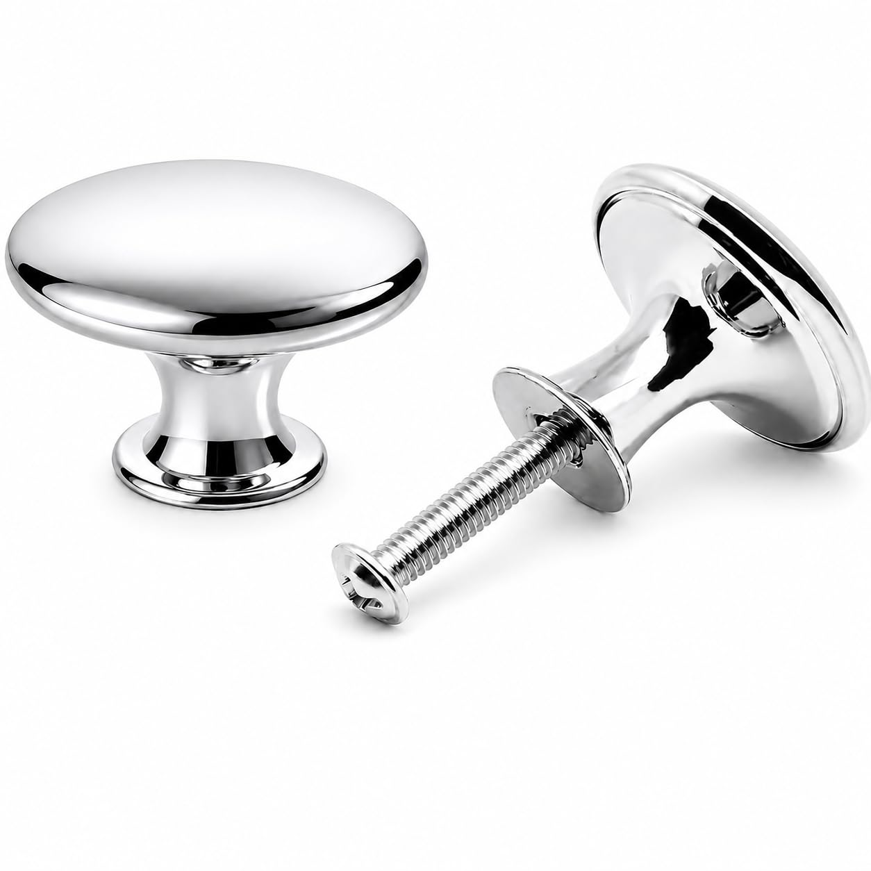 QZKJQDD 2 Pack Cabinet Knobs, Single Hole Cupboard Knobs, Aluminum Alloy Cabinet with Screws, 30mm Round Furniture Door for Kitchen Wardrobes Bathroom Home Decoration (Silver)