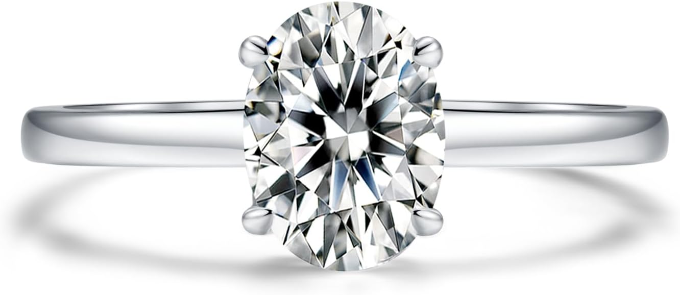 Moissanite Engagement Ring for Women 925 Sterling Silver Plated White Gold Oval Cut Promise Wedding Ring D Color VVS1 Clarity Anniversary Thanksgiving Mom's Day Christmas Gift for Her size 5 to 12