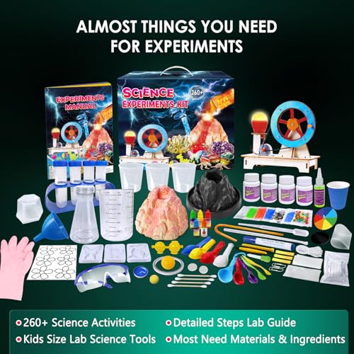 UNGLINGA 260+ Experiments Science Kits for Kids, S.T.E.M Science Projects, Chemistry Set, Christmas Birthday Toys Gifts Idea for Boys Girls, Dig Volcano Gemstones, Educational Scientist Set - Image 2