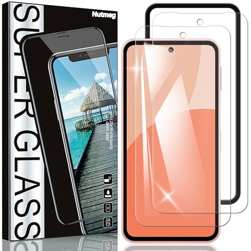 Nutmeg【ガイド枠付き 2枚セット】AQUOS sense9 ガラスフィルム【日本旭硝子素材製】SH-53E SHG14 SH-M29 フィルム aquos sense9 保護フィルム 強化ガラス 硬度9H 高透過率 高光沢 気泡なし 貼り付け簡単 撥