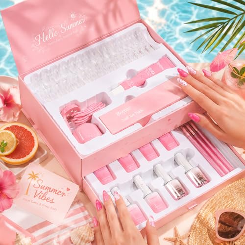 Beetles Tipex Lite Heart Cutout Nail Kit, Pre-Built Apex Almond