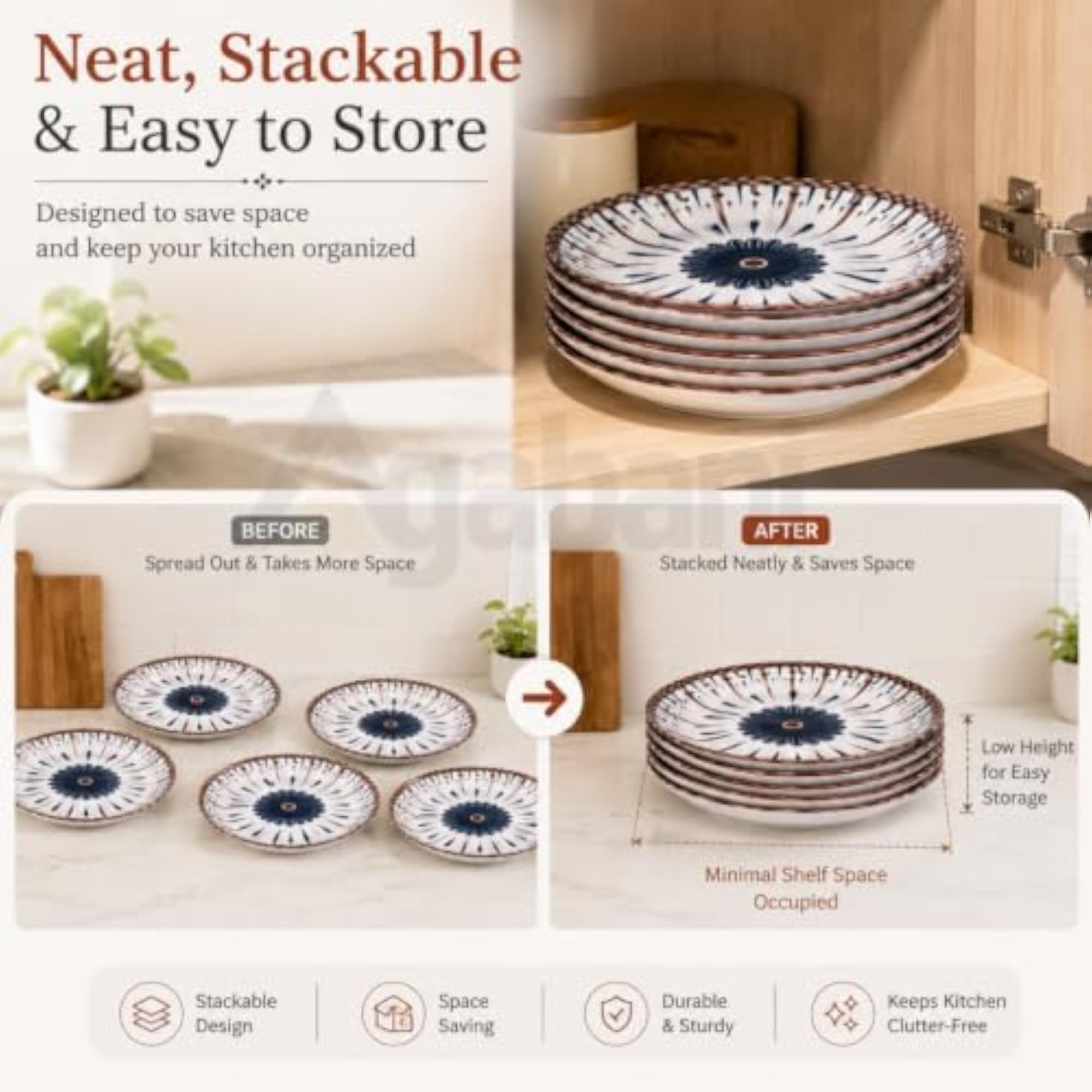 Modern Floral Design Serving Plate, Elegant Tableware