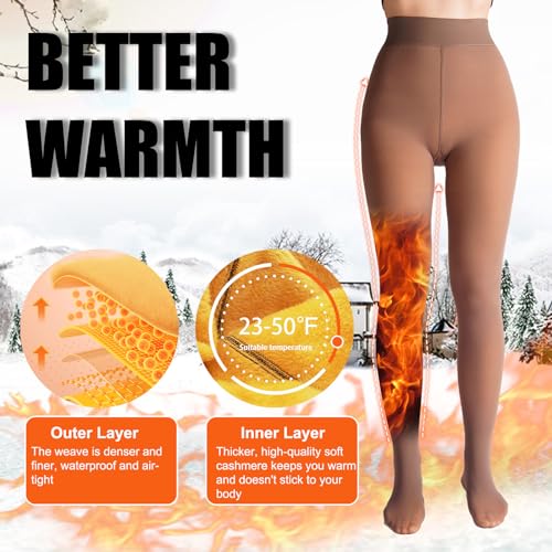2 Pack Fleece Lined Tights Sheer Winter - Fake Translucent Tights Winter Thick Warm Pantyhose Sheer Women Leggings4