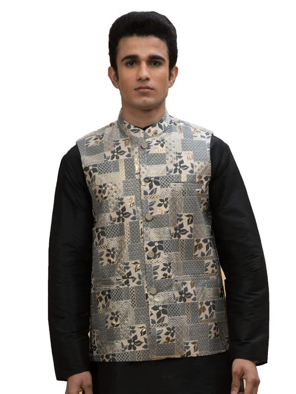 neudis Men Jacquard Silk Blend Nehru Jacket-picture-41