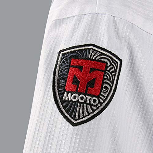 Image of MOOTO Korea Taekwondo BS4.5 Basic Uniform WT Logo White BK V-Neck MMA Martial Arts Karate Demonstration Team Gym School