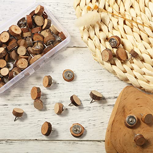 Snapklik.com : 80 Pcs Wood Push Pins, Wood Thumb Tacks Decorative Push ...