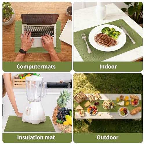 Sets de table verts lavables pour repas en extérieur et dîners sur la terrasse