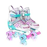 PLIIMONA Girls Roller Skates, 4 Size Adjustable All 8 Light up Wheels Roller Skate for Boys, Beginne