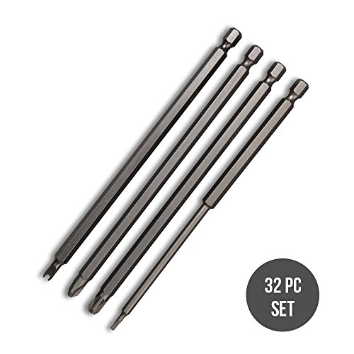 Neiko 10224A Extra Long Security Power Bit Set, 32 Piece | 1/4