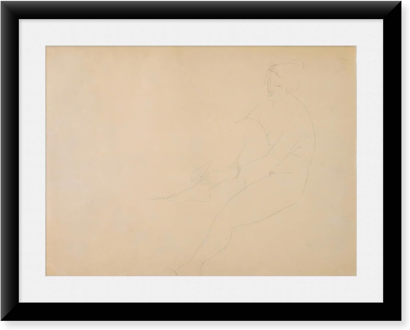 Nude, Graphite Pencil Drawing by Amedeo Modigliani, Framed Fine Art Print, Museum, Framed 17x22