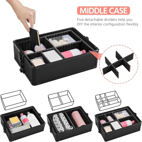 Image of SHAMAX Professional Rolling Makeup Case, Cosmetic Organizer Trolley, Makeup Artist Trolley for Hairdressers /Salons /Beauty Lovers, 360 Universal Wheels (AB3 /Trolley)