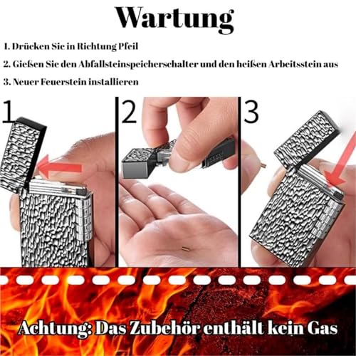 Encendedor de metal grabado premium con tapa abatible y llama soplete 6