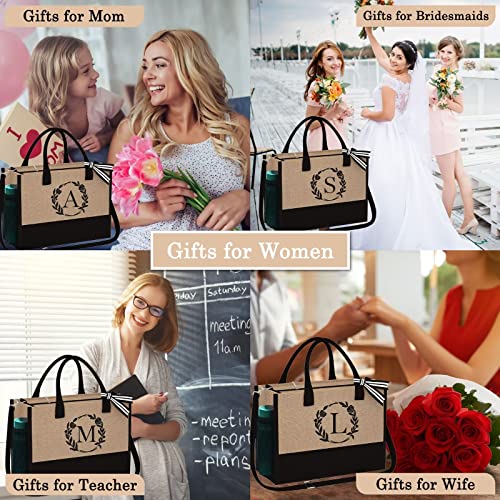 Yoolife Birthday Gifts For Women, K Initial Jute Tote Bag Gifts Friends Female Teacher Appreciation Gifts Travel Beach Bag Personalized Bridesmaid Wedding Mothers Day Graduation Gifts For Her Women #TOP6