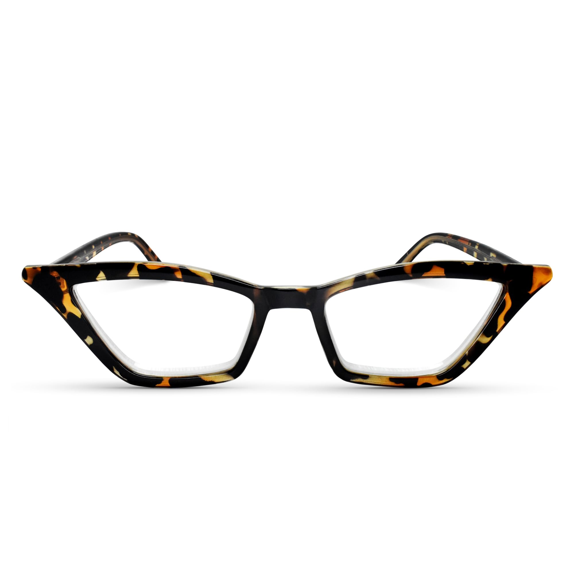 2SeeLife Premium Cat Eye Reading Glasses for Women – Narrow-Medium Fit, Sturdy Frame, Spring Hinges, Stylish Funky Readers, Brown Tortoise, +2.50
