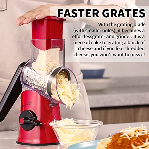 Rigstne Rotary Cheese Grater, 3 In 1 Cheese Shredder Grater Rotary With Handle, Vegetable Mandoline Slicer Grater Shredder For Vegetable, Cheese, Nut #TOP2
