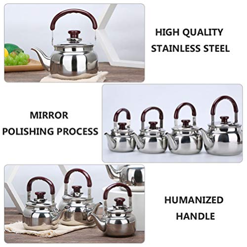Chaleira de aço inoxidável BESPORTBLE, chaleira com infusor, apito, para despejar sobre a panela de