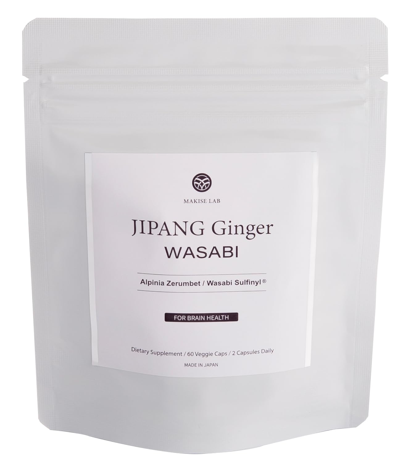 JIPANG Ginger Wasabi - Dietary Supplement (60 Vegetable Capsules) - Alpinia Zerumbet/Wasabi Sulfinyl