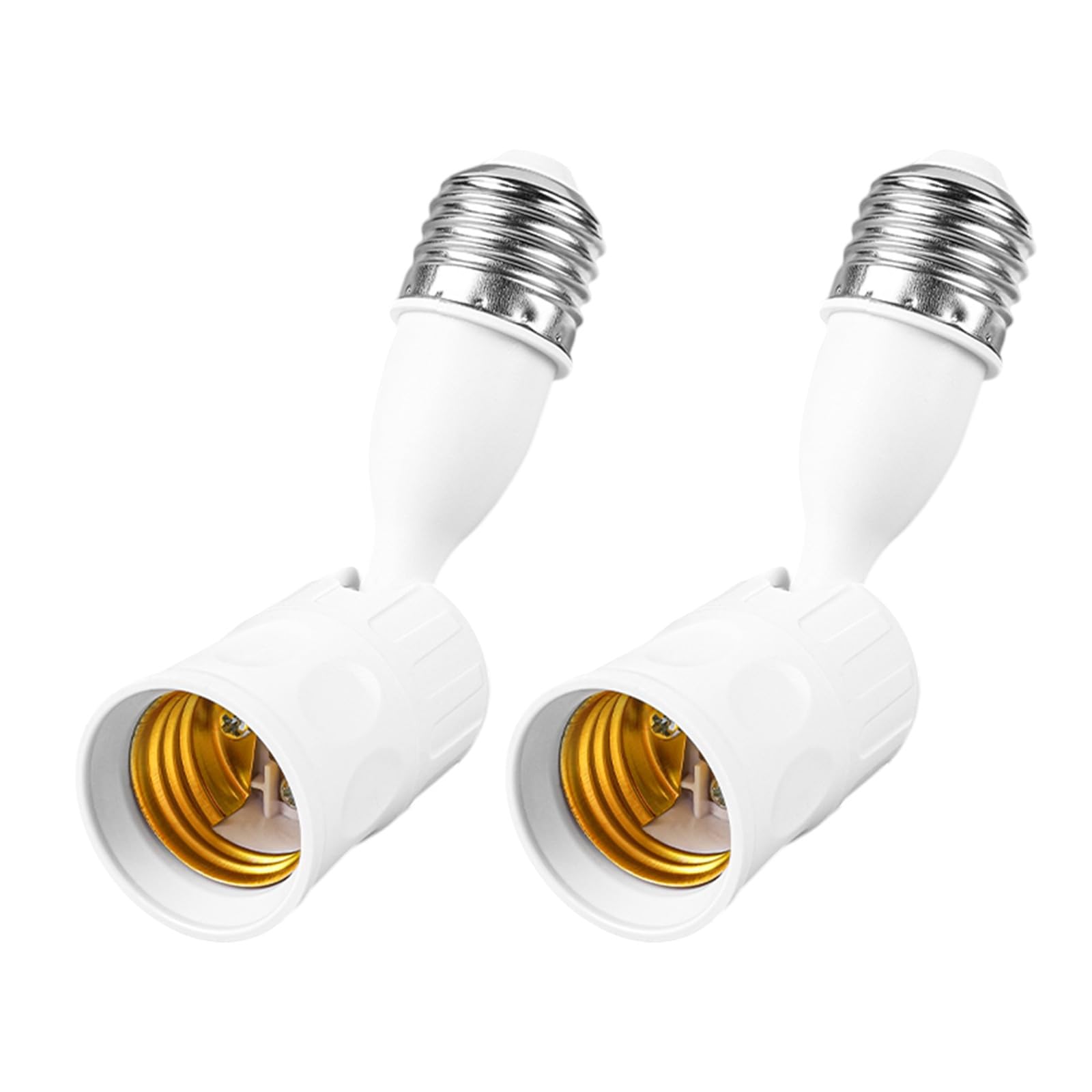 Kaeltsyn of 2 E27 Bulb Sockets Extenders with Adjustable Angled for LED Lights Fan Lights and Intelligent Bulbs Up to 100W Adjustable Corner Lamp Holder