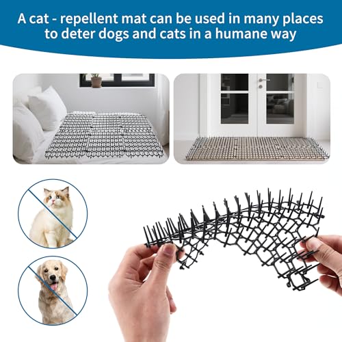 15 Stück Dornengitter Gegen Katzen, Katzenabwehr Matte 20 * 15cm,Mit 15-U-förmigen Nägeln,Katzenabwehr Garten, Garten Katzenschutzmatte