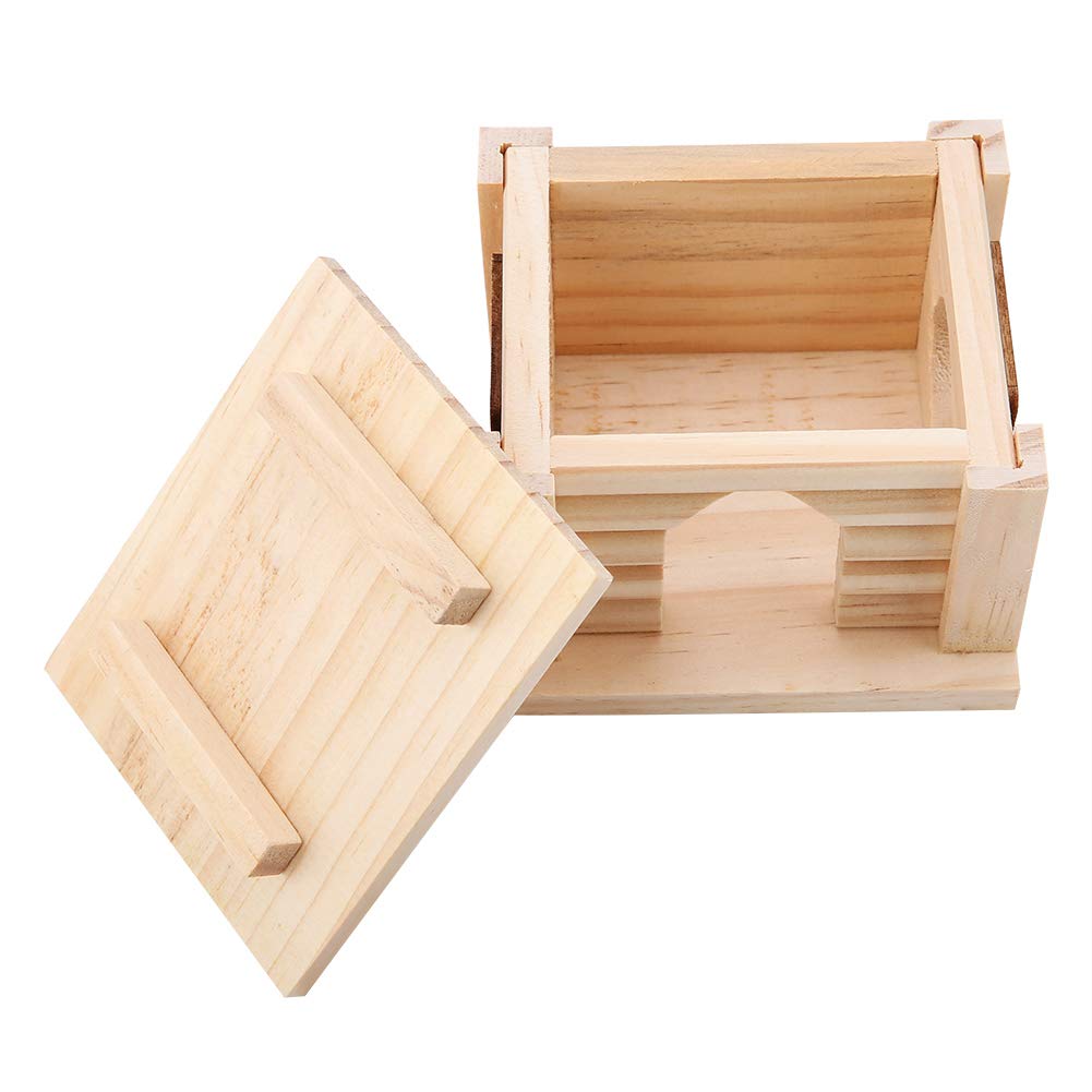 Wooden Hamster House Solid Eco-Friendly Rat Hut with Removable Roof for Small Pet Toys, Bright and Ventilate for Observing, Suit for Small Hamsters