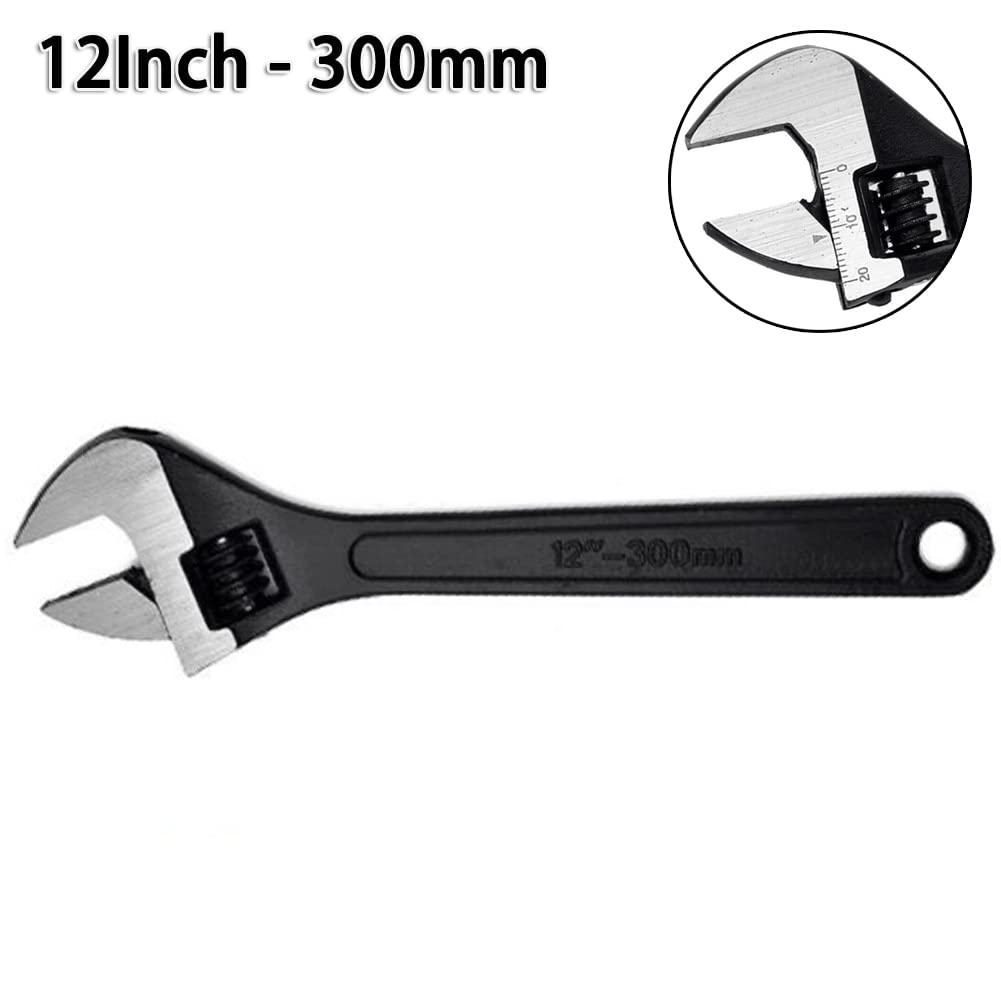 Llave Inglesa Ajustable Grande de 12 Pulgadas, Herramienta Manual de reparación con Apertura de mandíbula, Herramientas manuales de reparación portátiles, Llaves inglesas