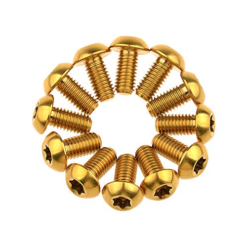 Wanyifa 12Pcs Ti Titanium Bolts Torx M5X10 Bicycle Bike Disc Brake Cycle Rotor Screws Gr5 (Gold) #TOP3
