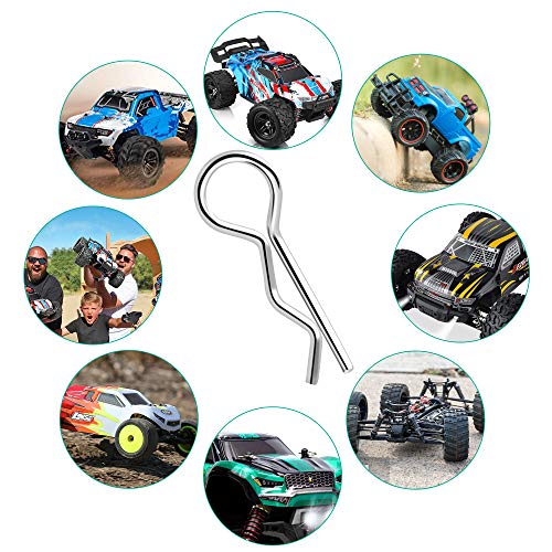 Kcrtek 50Pcs Rc Body Clips,30-Degree Angle Rc Clips Easy To Plug For All 1/10 1/12 Scale Redcat Hpi Himoto Hsp Exceed Rc Car Parts Truck Buggy Shell Replacement Silver #TOP4