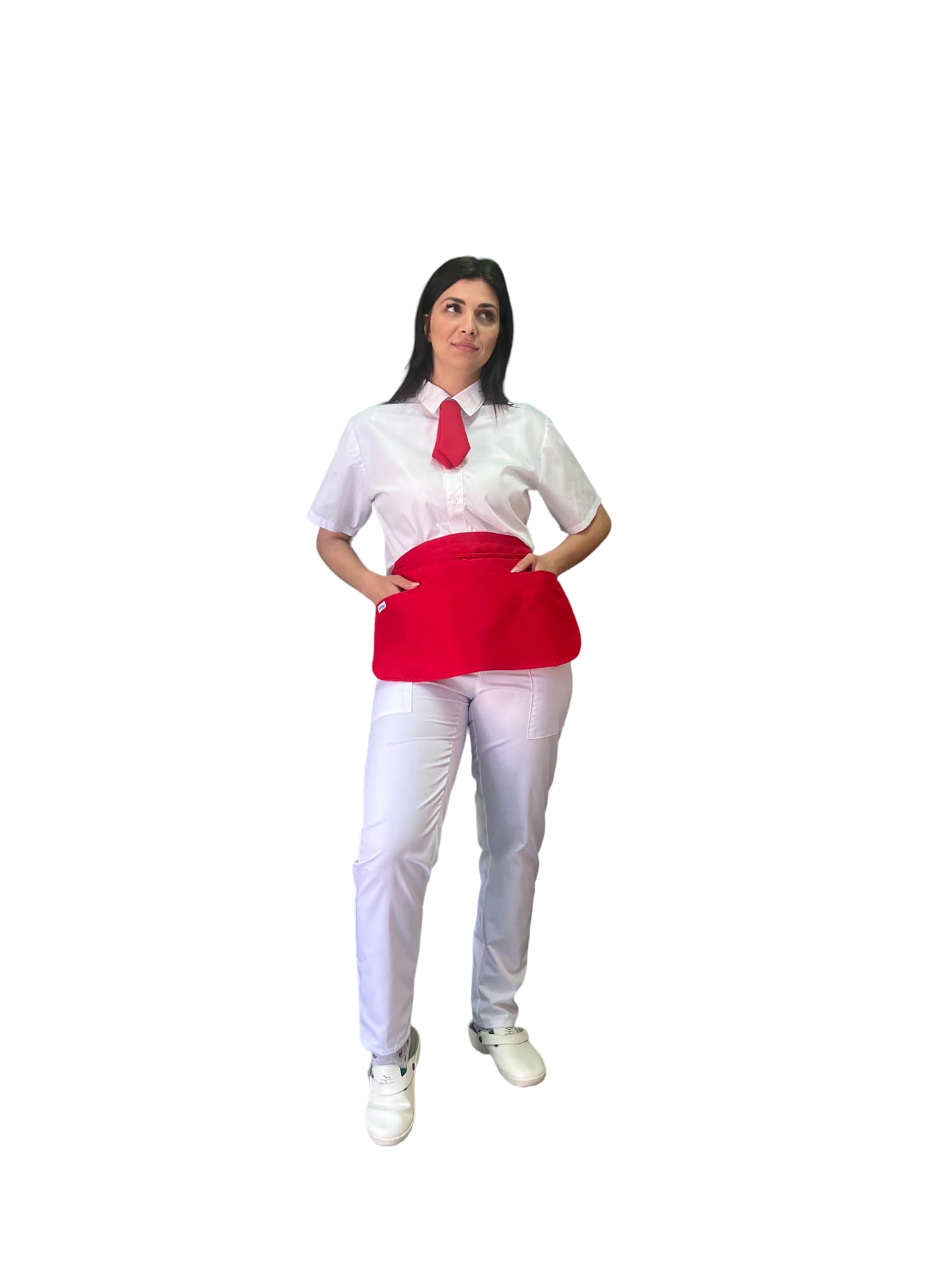 Delantal corto de cocina, 10 unidades, rojo para bar, restauración, barista, hotel, lavaplatos, uniforme de trabajo, hombre y mujer, rojo, Talla única
