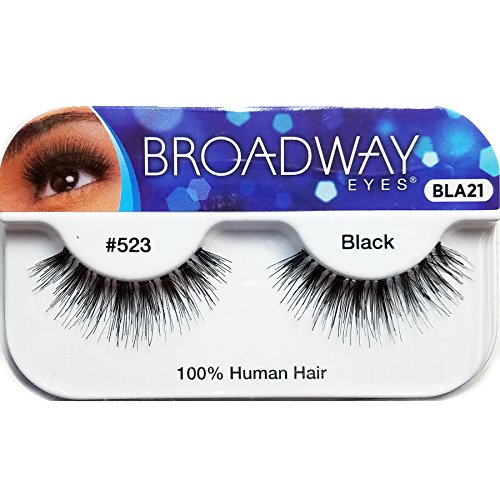 Broadway Eyes False Strip Eyelashes 100% Human Hair Black #523, BLA21 (6 Pack)